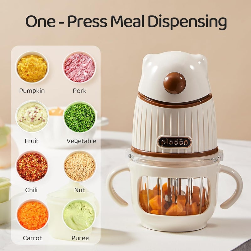 Plodon Baby Food Maker-Food Processor, Fruits, Vegetables, Meats, Potatoes, Avocados, Gift Package with A feeding spoon, A bib, A set of 4 separate food ice cube trays, and Two 200ml food storage - Image 3